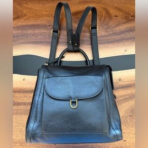Fossil Parker Mini Convertible Backpack Purse, Black Leather, EUC